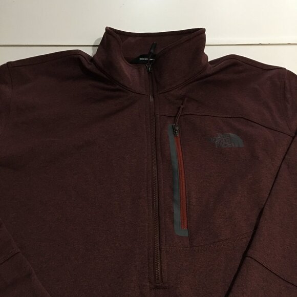 The North Face Mens XL 1/4 Zip Pullover Sweatshirt Burgundy Fleece - Picture 2 of 8